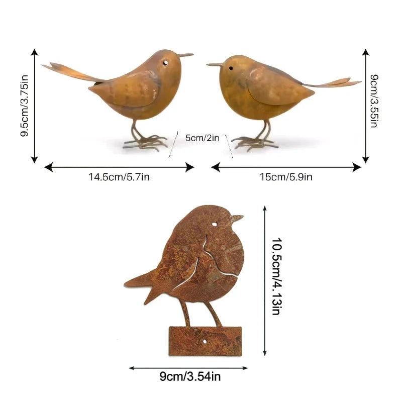 Rustic Metal Bird Statue – Iron Art Outdoor Garden Sculpture