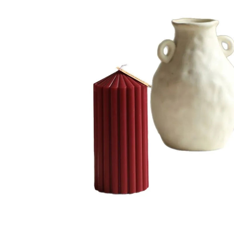 Vintage Wine Red Cylindrical Scented Pillar Candle | Nixie