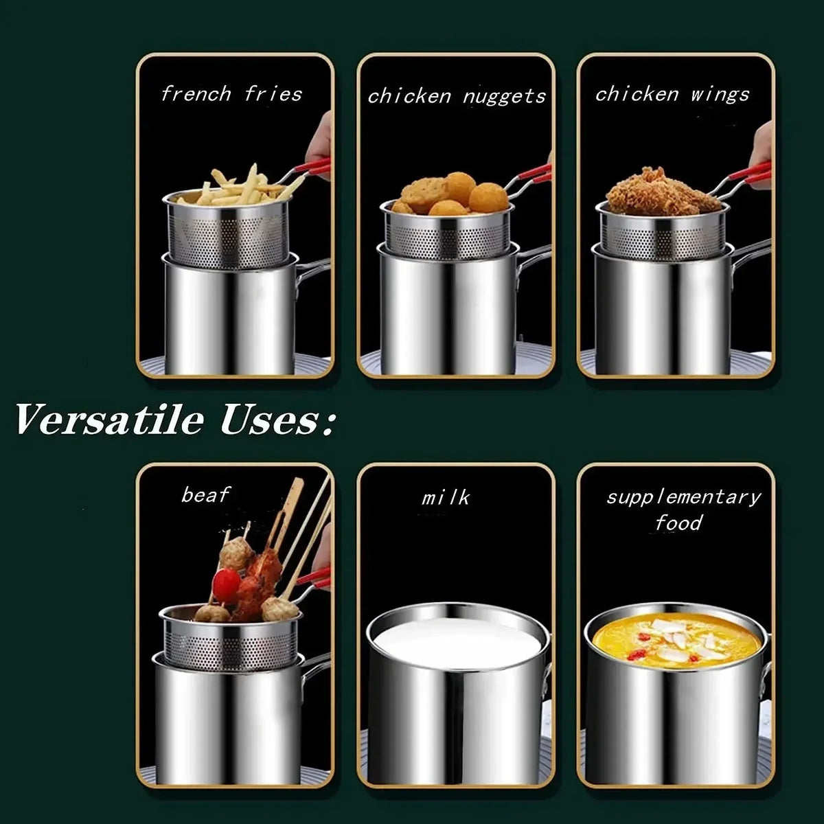 Stainless Steel Deep Fryer with Basket & Cool Handle | NOCCLILI