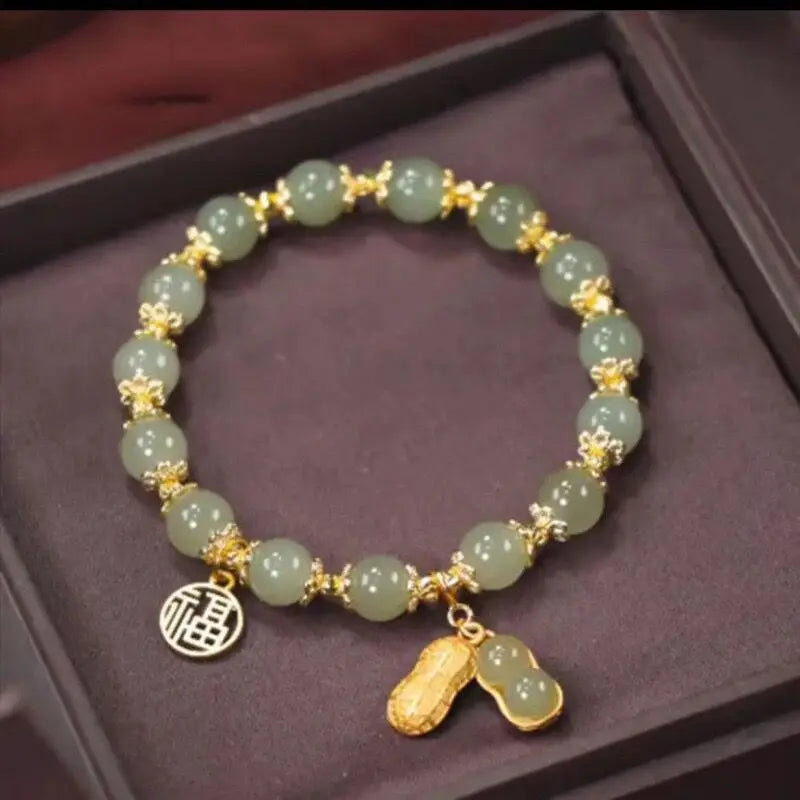 Vintage Imitation Hetian Jade Beaded Bracelet | Women's Gift