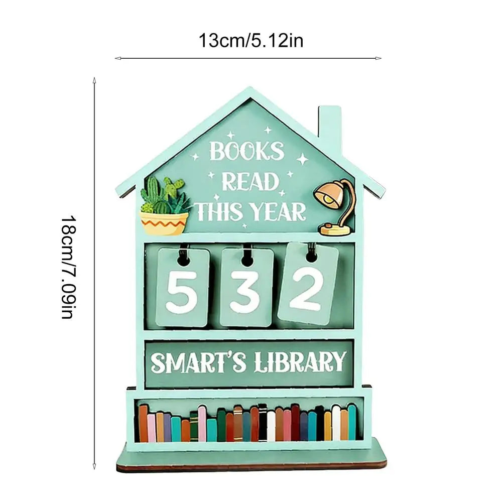 Wooden Book Counter Tracker – Annual Reading Sign & Shelf Decor