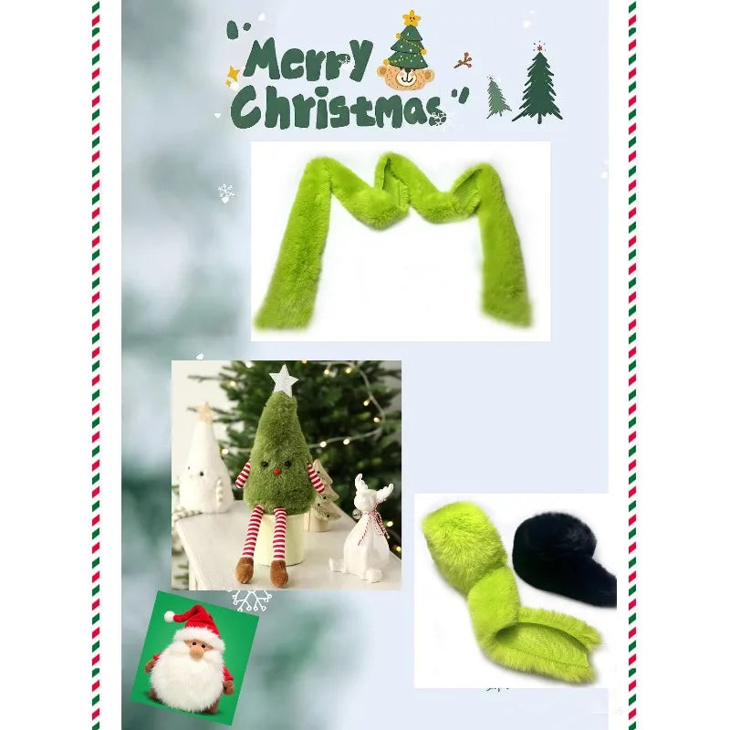 Lime Green & White Faux Fur Christmas Garland 1.97x7FT