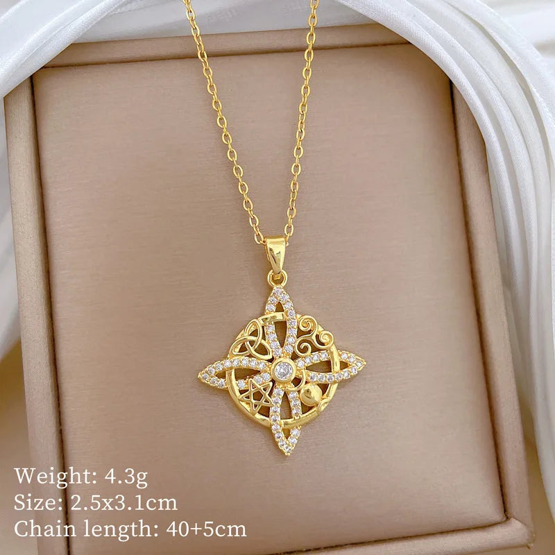Lucky Clover Pendant Necklace – Gold Plated Stainless Steel