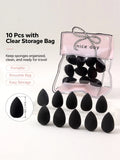 10PCS Mini Makeup Sponges – Wet & Dry Foundation Puffs Set