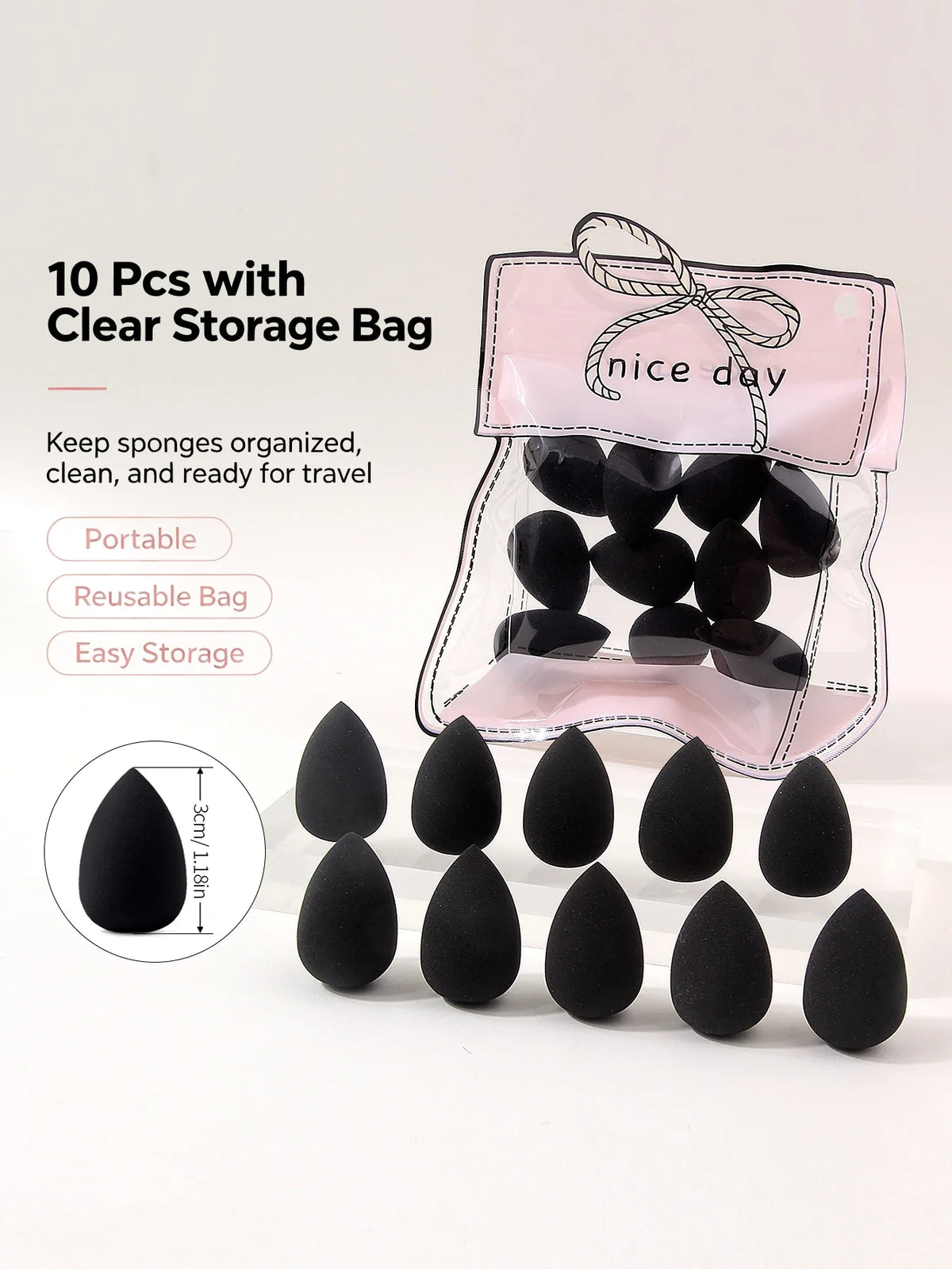 10PCS Mini Makeup Sponges – Wet & Dry Foundation Puffs Set