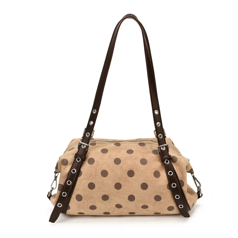 Nixie Vintage Suede Polka Dot Boston Bag | Women's Shoulder Bag