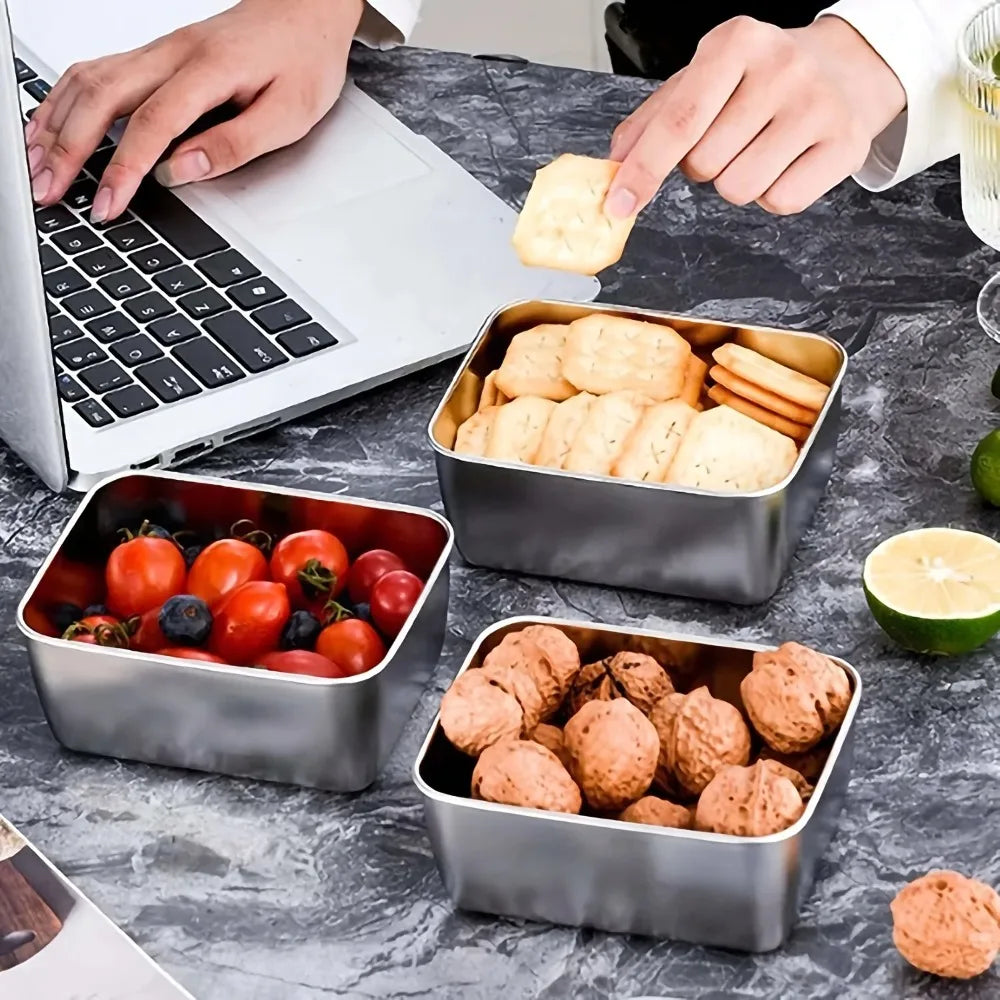 6-Piece Stainless Steel Food Containers – Leakproof & Stackable