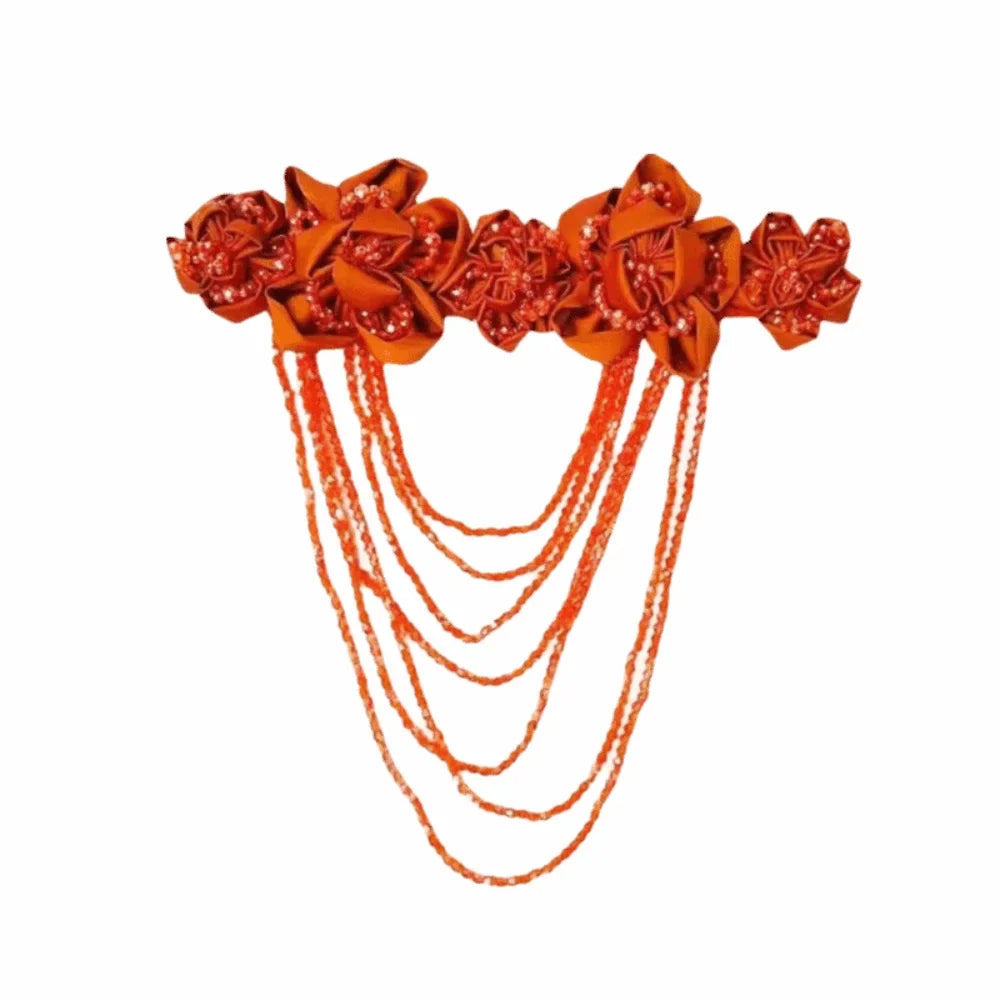 Hand Sewn Beaded Flower Applique Satin DIY Garment Decal