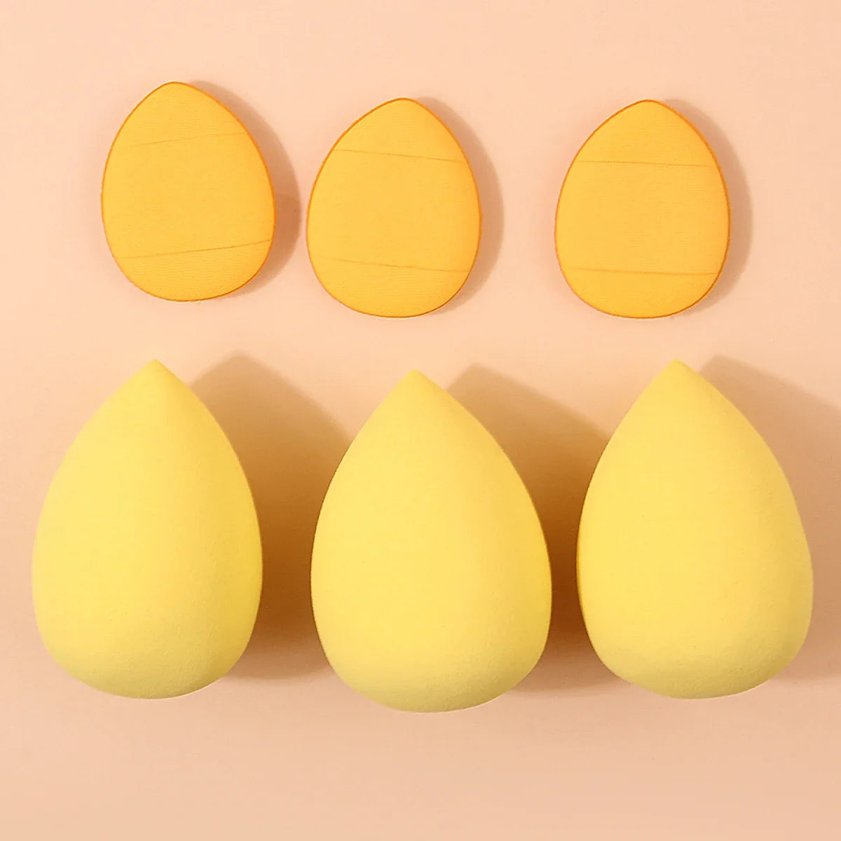 6PCS Yellow Waterdrop Makeup Sponge Set – Foundation & Concealer