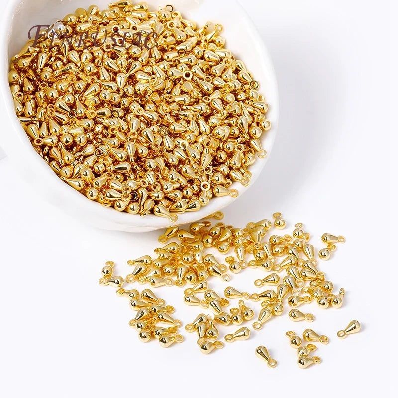 18K Gold Plated Water Drop Pendant End Beads | DIY Jewelry