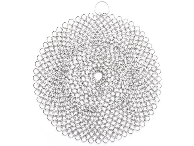 Stainless Steel Chainmail Scrubber for Cast Iron – 4 Inch
