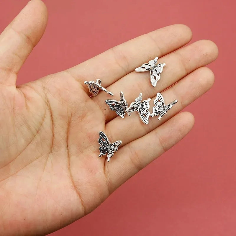 20Pcs Antique Silver Butterfly Charms for DIY Jewelry Making