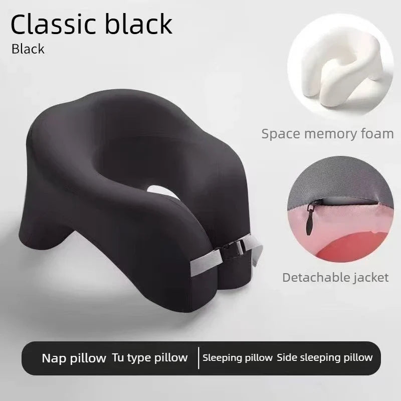 U-Shape Memory Foam Travel Neck Pillow – Airplane & Office