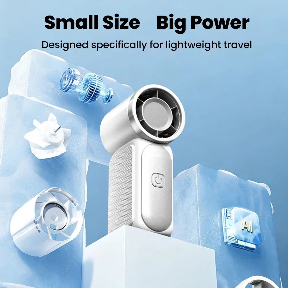 Mini Turbo Handheld Fan | 5 Speeds, Foldable, Type-C USB