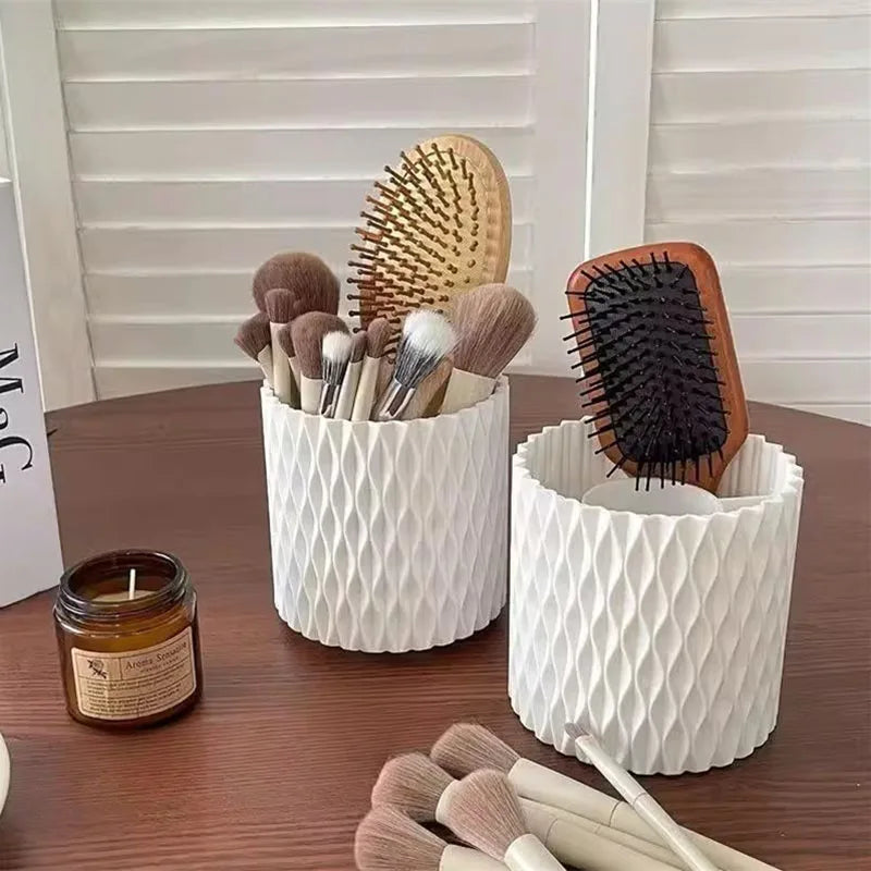 360° Rotating Makeup Brush Holder – 5-Compartment Organizer