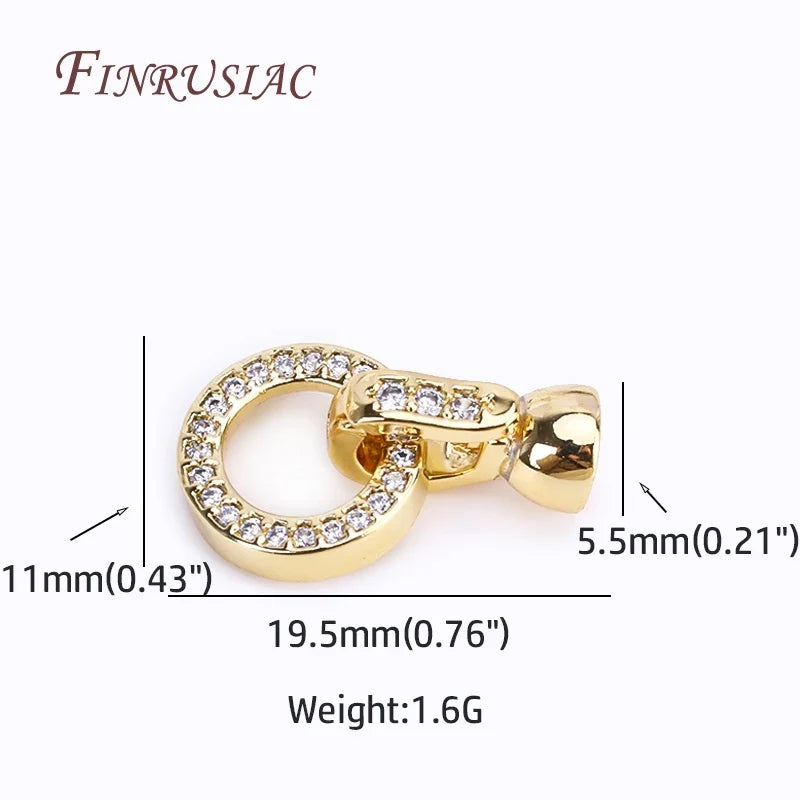 18K Gold Plated Zircon Round Clasp Connector DIY Jewelry