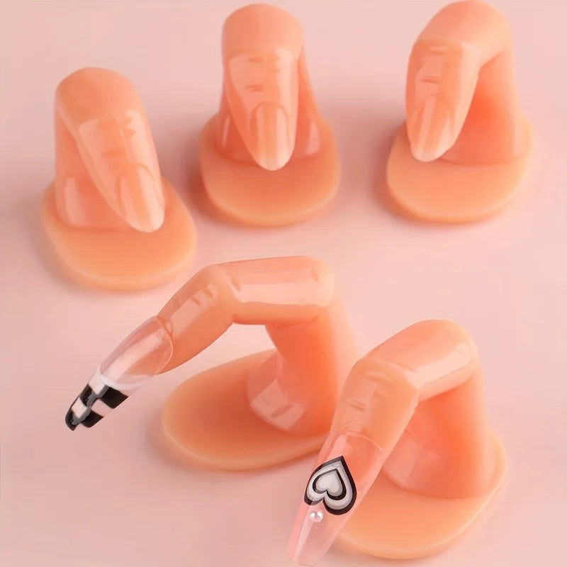Silicone Fake Fingers for Nail Art Practice & Training – 5/10 Pcs