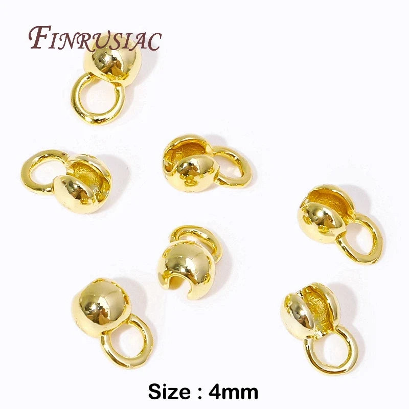 18K Gold Plated Crimp End Caps & Clam Shell Bead Tips 10/20Pcs