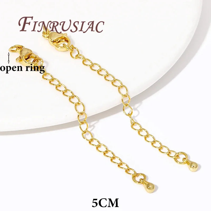 18K Gold Plated Extension Tail Chains with Lobster Clasps – 5 Pack