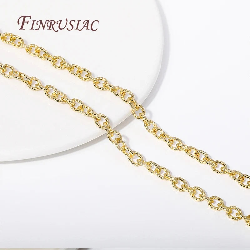 18K Gold Plated Textured Cable Chain 4.7mm×6mm DIY Jewelry