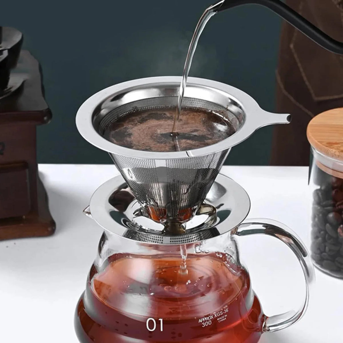 Large Reusable Stainless Steel Coffee Filter Strainer
