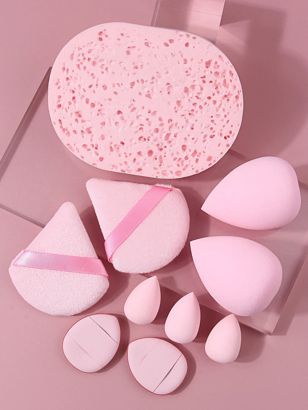 10-Piece Makeup Sponge Set – Puffs, Eggs & Mini Sponges