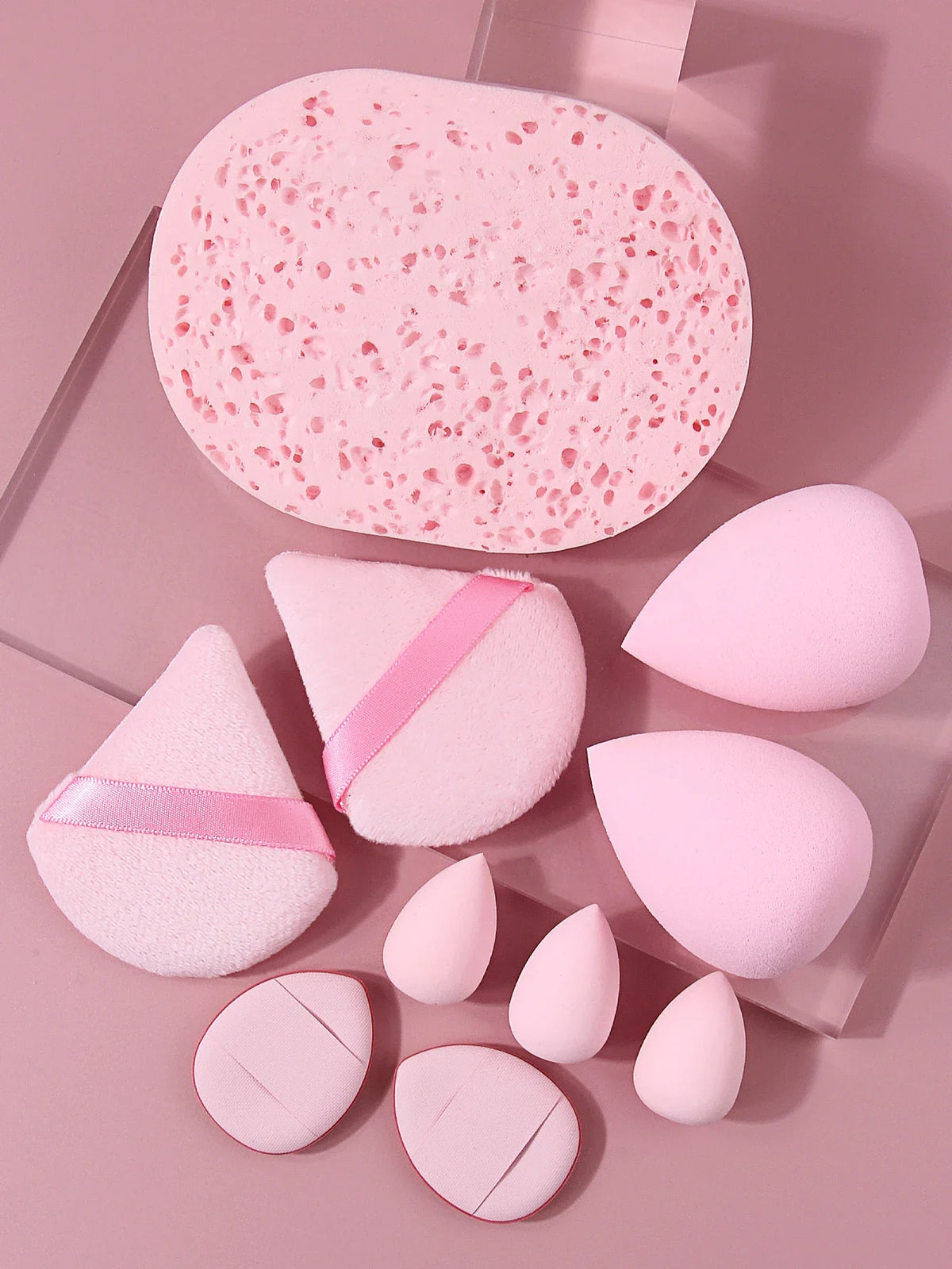 10-Piece Makeup Sponge Set – Puffs, Eggs & Mini Sponges