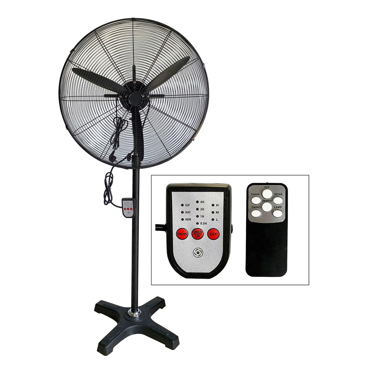 360° Oscillating Industrial Pedestal Fan 29" Metal Blades