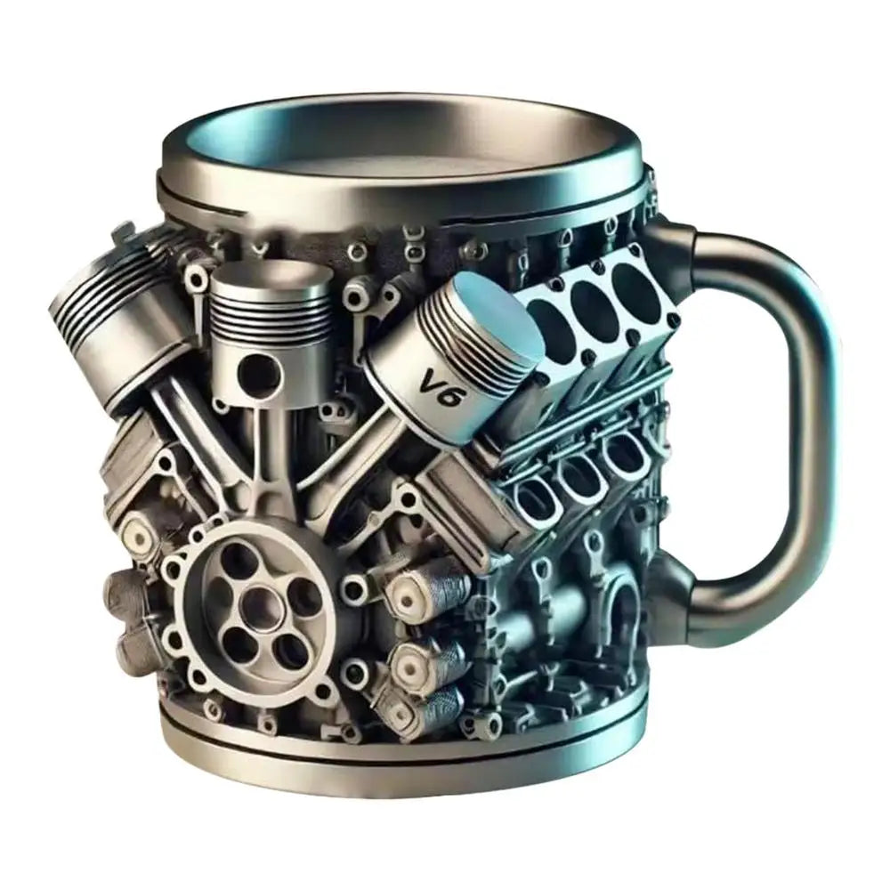 V8 Engine Coffee Mug – Stainless Steel & Resin Car Lover Cup