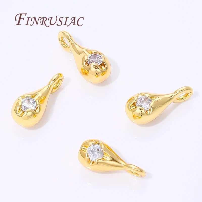 18K Gold Plated Zircon Drop Pendants – Brass DIY Jewelry Charms