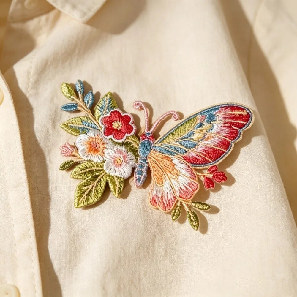 2Pcs 3D Butterfly Embroidery Iron-On Patches – Floral Applique