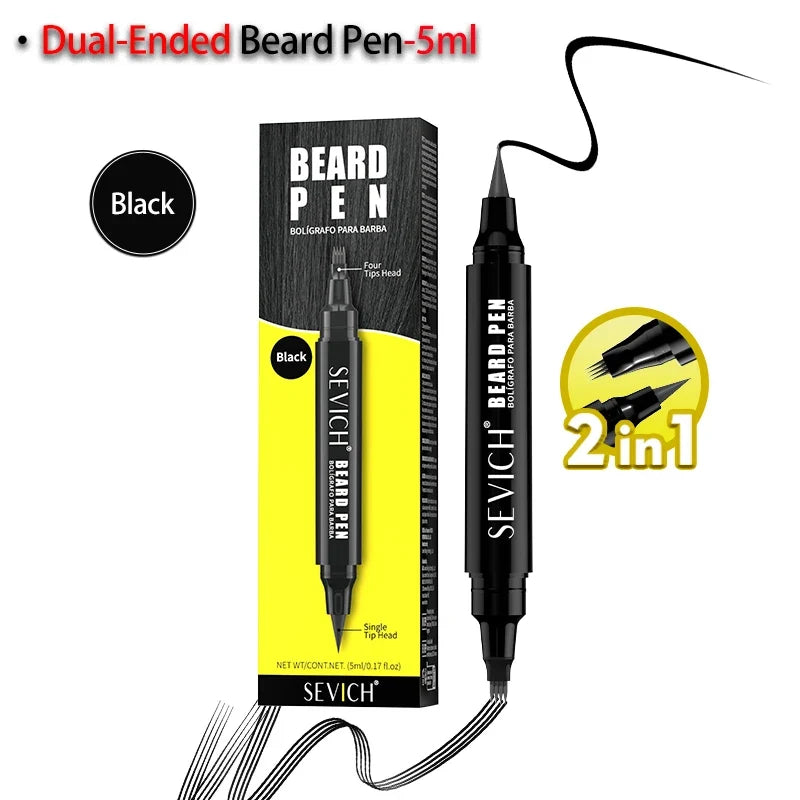 Sevich Waterproof Beard Filler Pen – Dual-Tip | Black & Brown