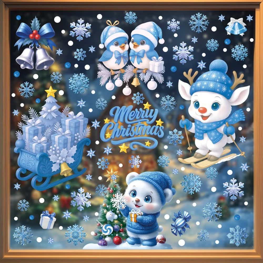 PVC Christmas Window Stickers – Snowman, Snowflake & Santa