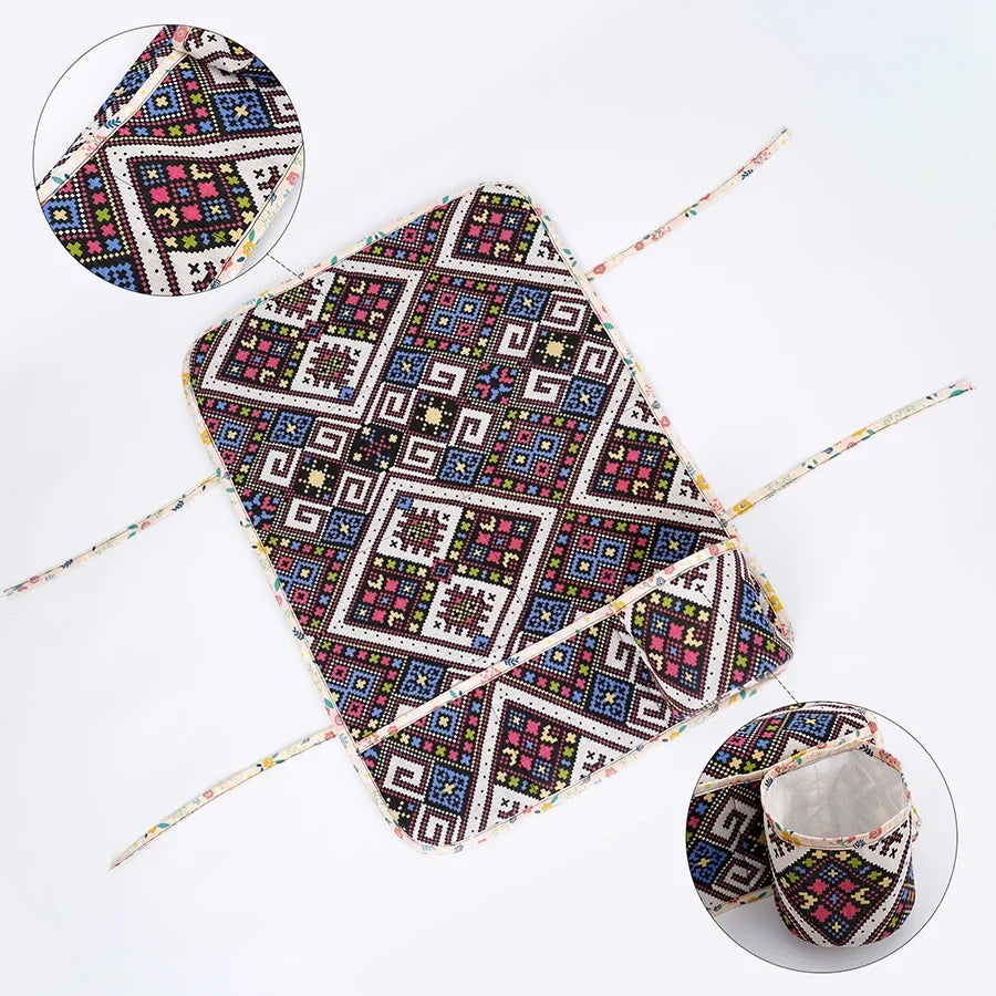 Dust-Proof Sewing Machine Cover – Ethnic Checkered Design