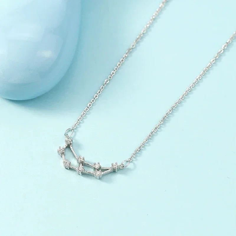 Zodiac Symbol Pendant Necklace – Minimalist Silver Collarbone