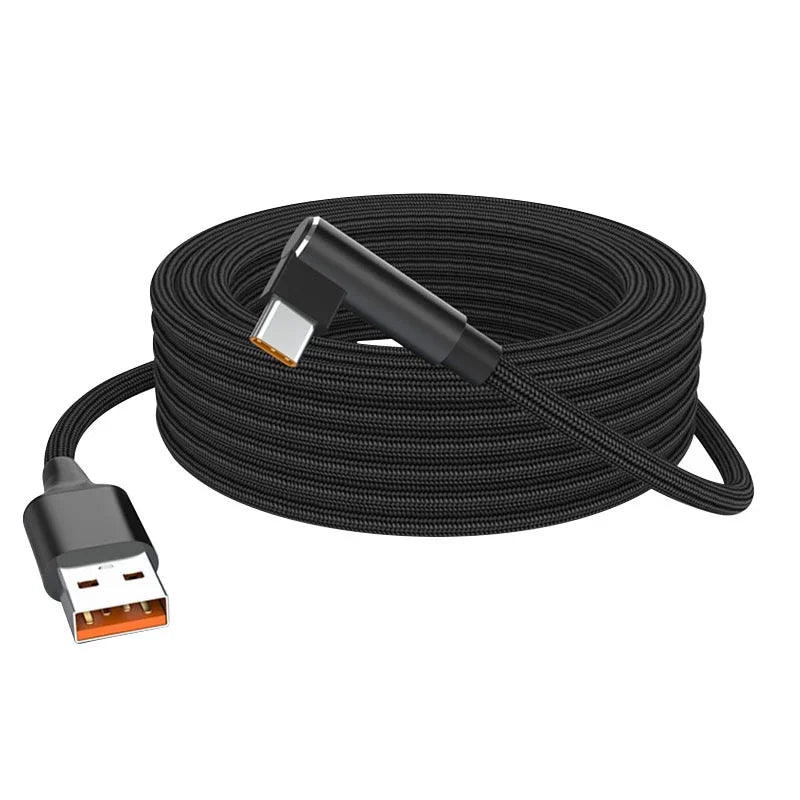 6A Right-Angle USB-C Fast Charge Cable | 1m–8m Braided