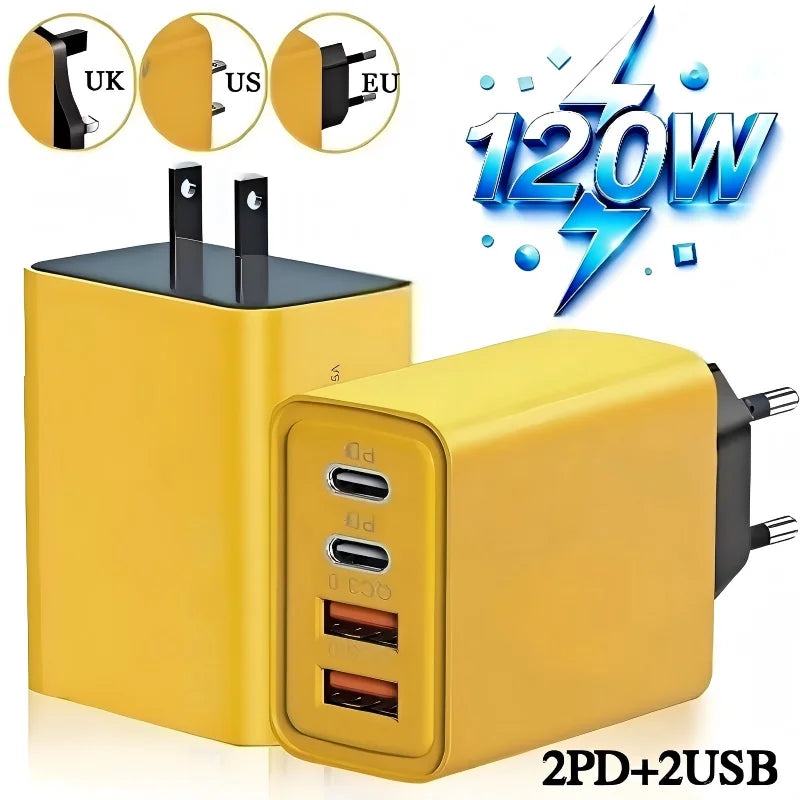 4-Port 120W USB-C PD Fast Charger for iPhone & Android
