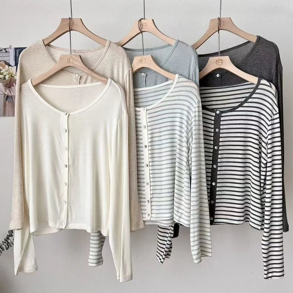 Women's Single Breasted Long Sleeve Knit Cardigan