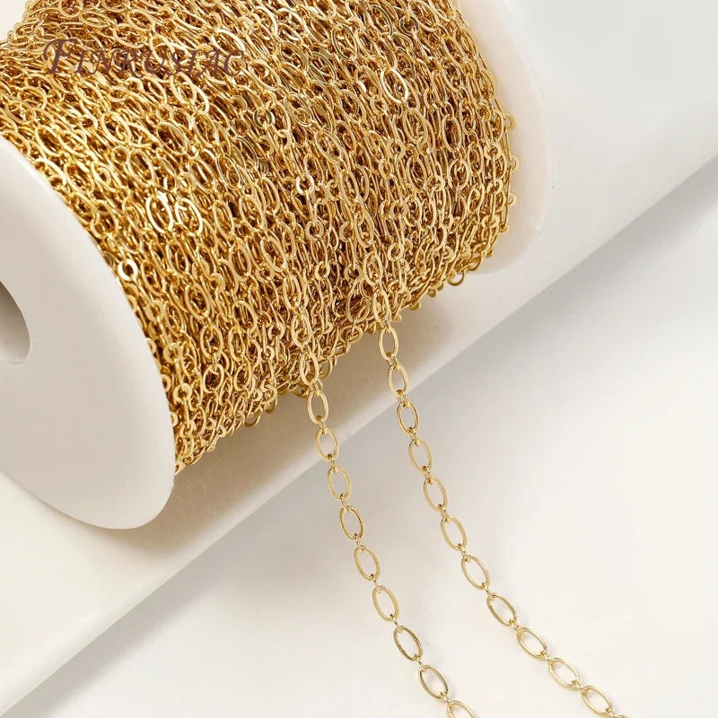 14K Gold Plated Paperclip Chain | Brass Oval Link DIY Jewelry