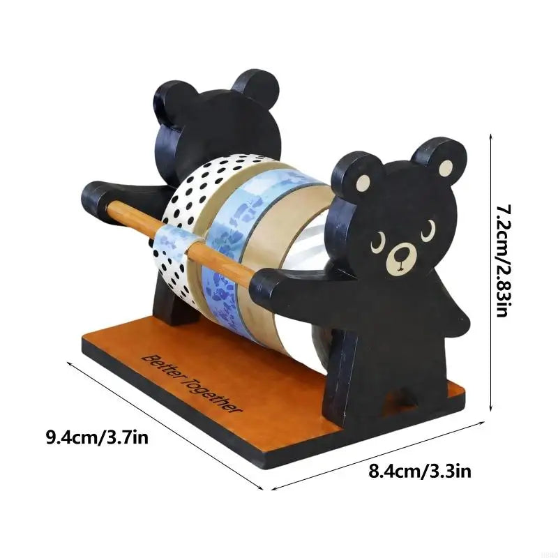 Wooden Bear Tape Dispenser – Multi-Roll Holder with Cutter