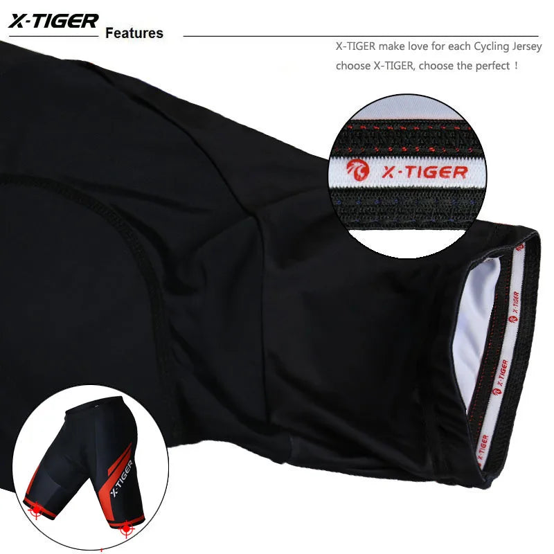 X-TIGER Men's MTB Cycling Shorts | 5D Gel Pad, UV Protection