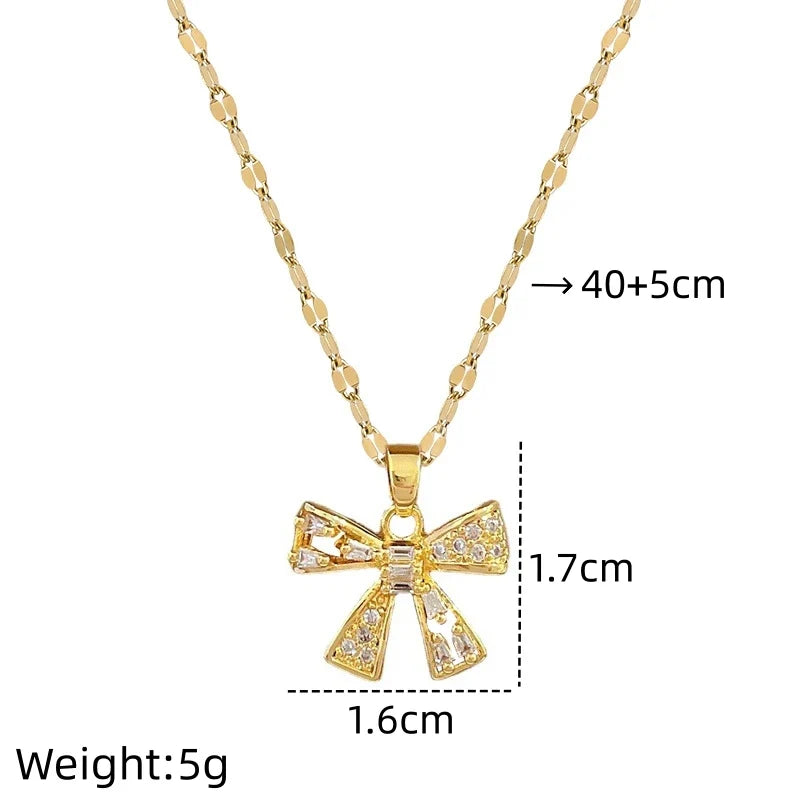 Butterfly Pendant Choker Necklace – Gold Stainless Steel
