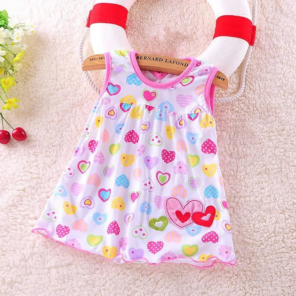 Pure Cotton Baby Girl Dress – Cartoon Print Summer Princess