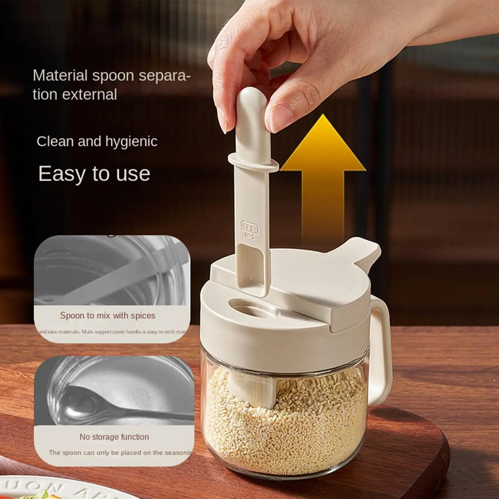 Leak-Proof Seasoning Jar with Spoon & Lid | 380ml Kitchen