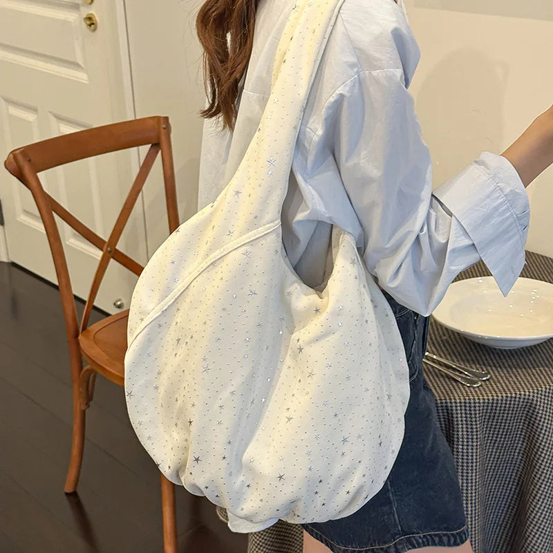 Korean Star Pattern Tote Bag – Large Shoulder Bag | Nixie