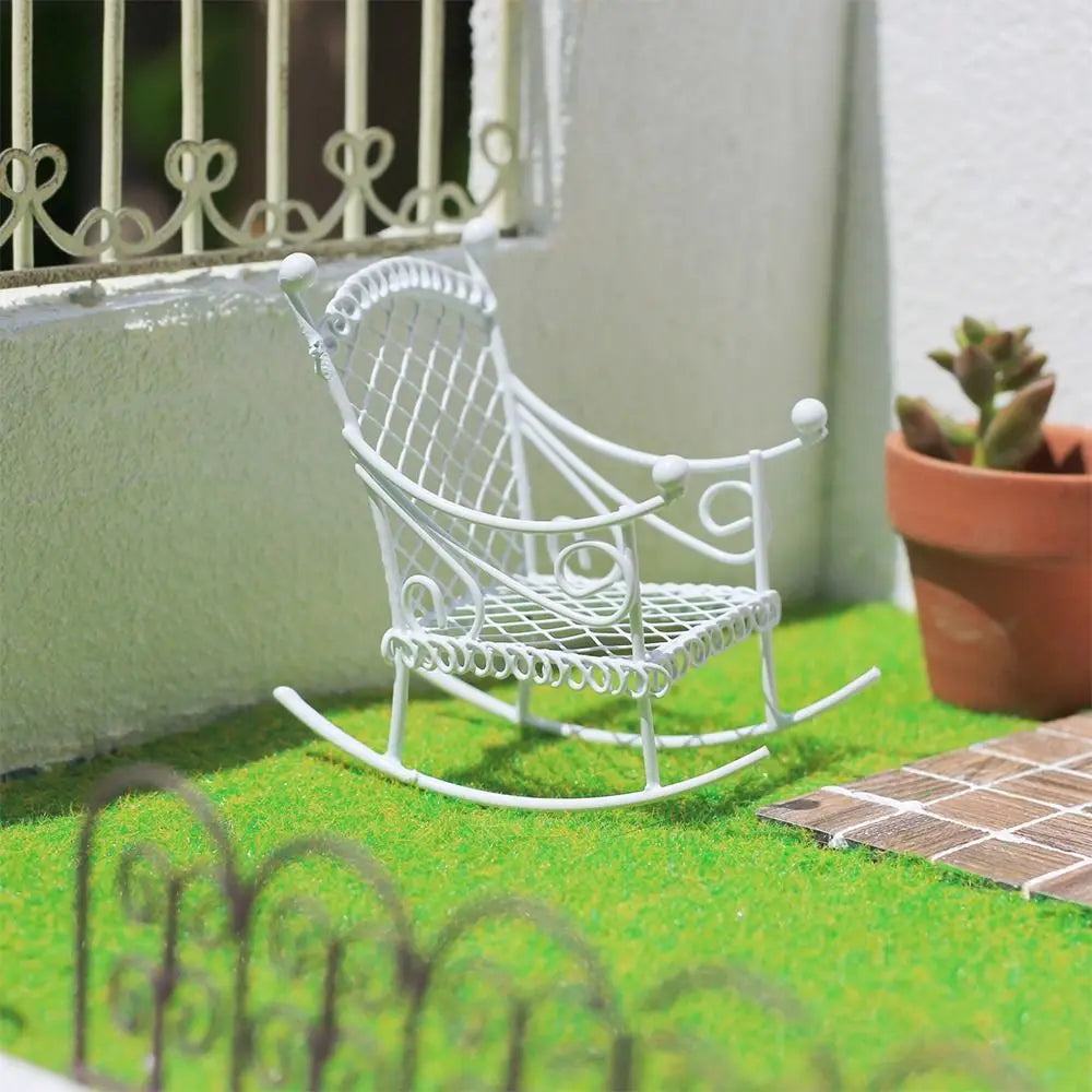 Metal Dollhouse Rocking Chair Fairy Garden Miniature Ornament