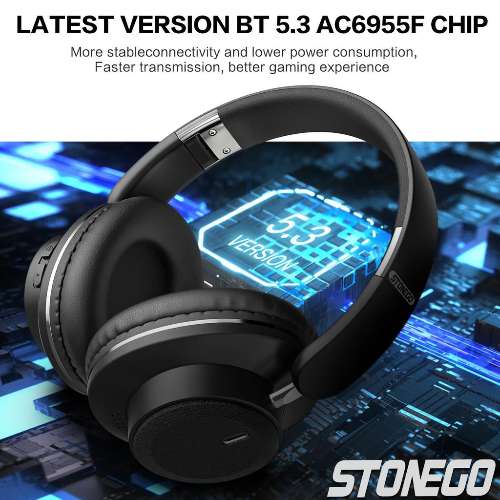 STONEGO BT 5.3 Foldable Over-Ear Wireless Headphones