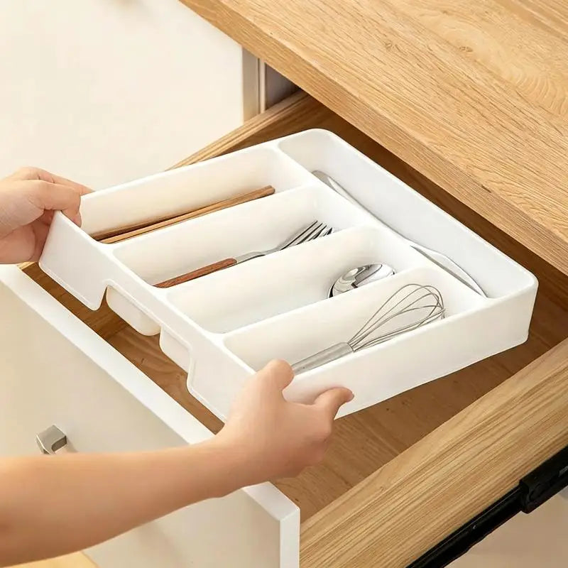 BPA-Free Stackable Cutlery Organizer | Multi-Compartment Kitchen Tray