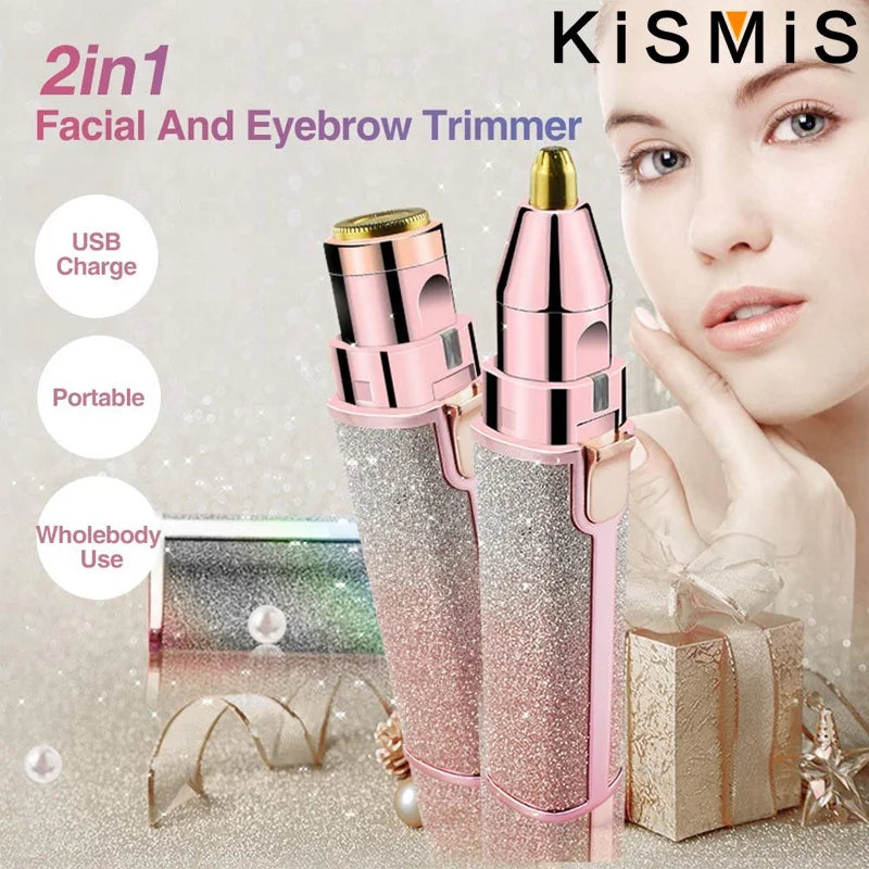 2-in-1 Electric Eyebrow & Facial Hair Trimmer USB Rechargeable