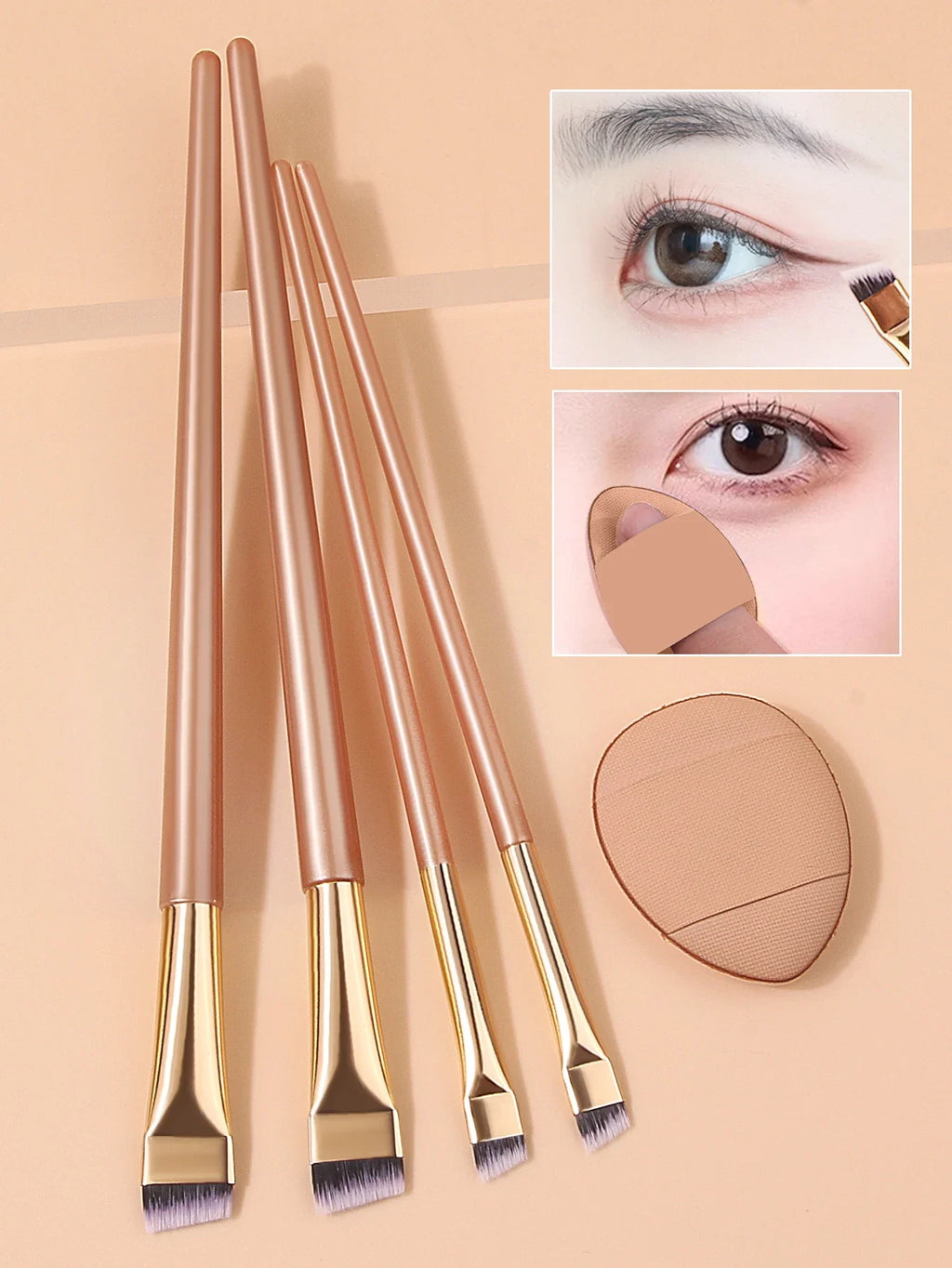 Nixie 5-Pc Makeup Brush Set – Eyeliner, Eyebrow & Puff